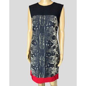 Giambattista Valli Shift Dress Small Black-Red Silk-Wool-Cotton Knee Length